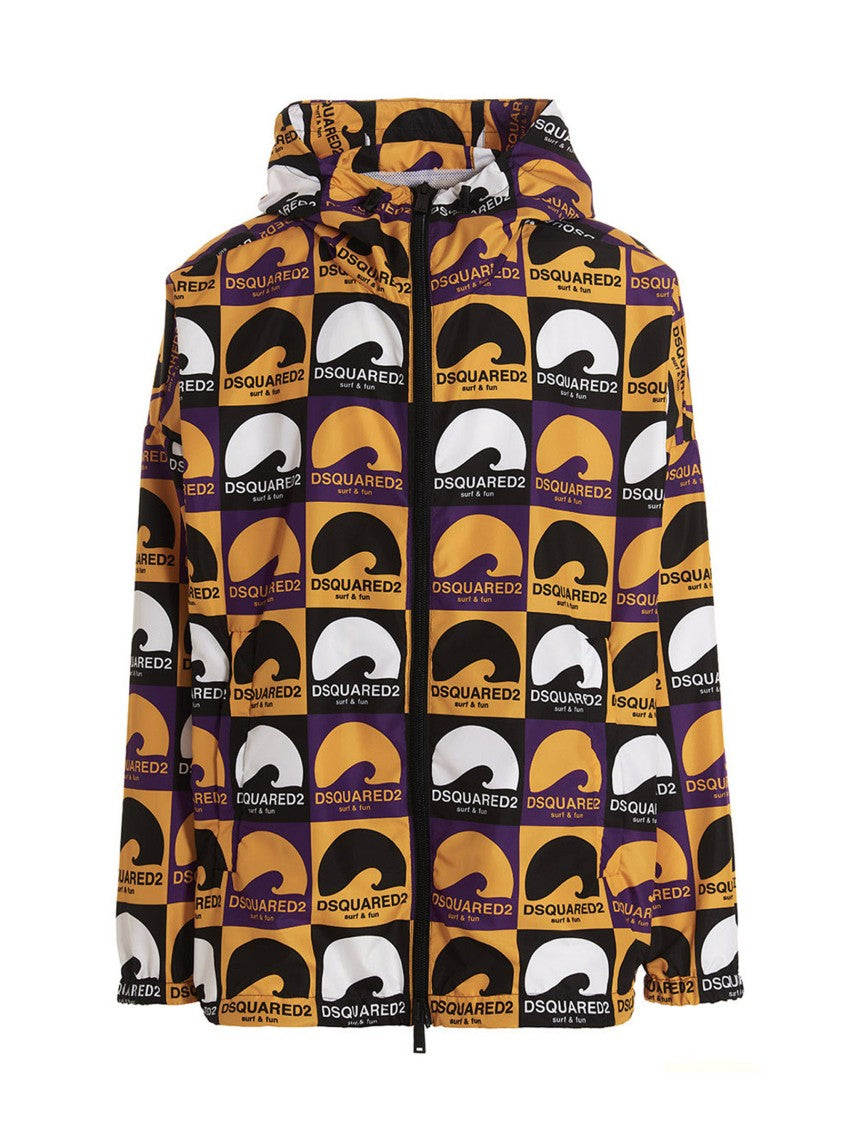 Dsquared2 Waterproof All-Over Print Jacket With Hood