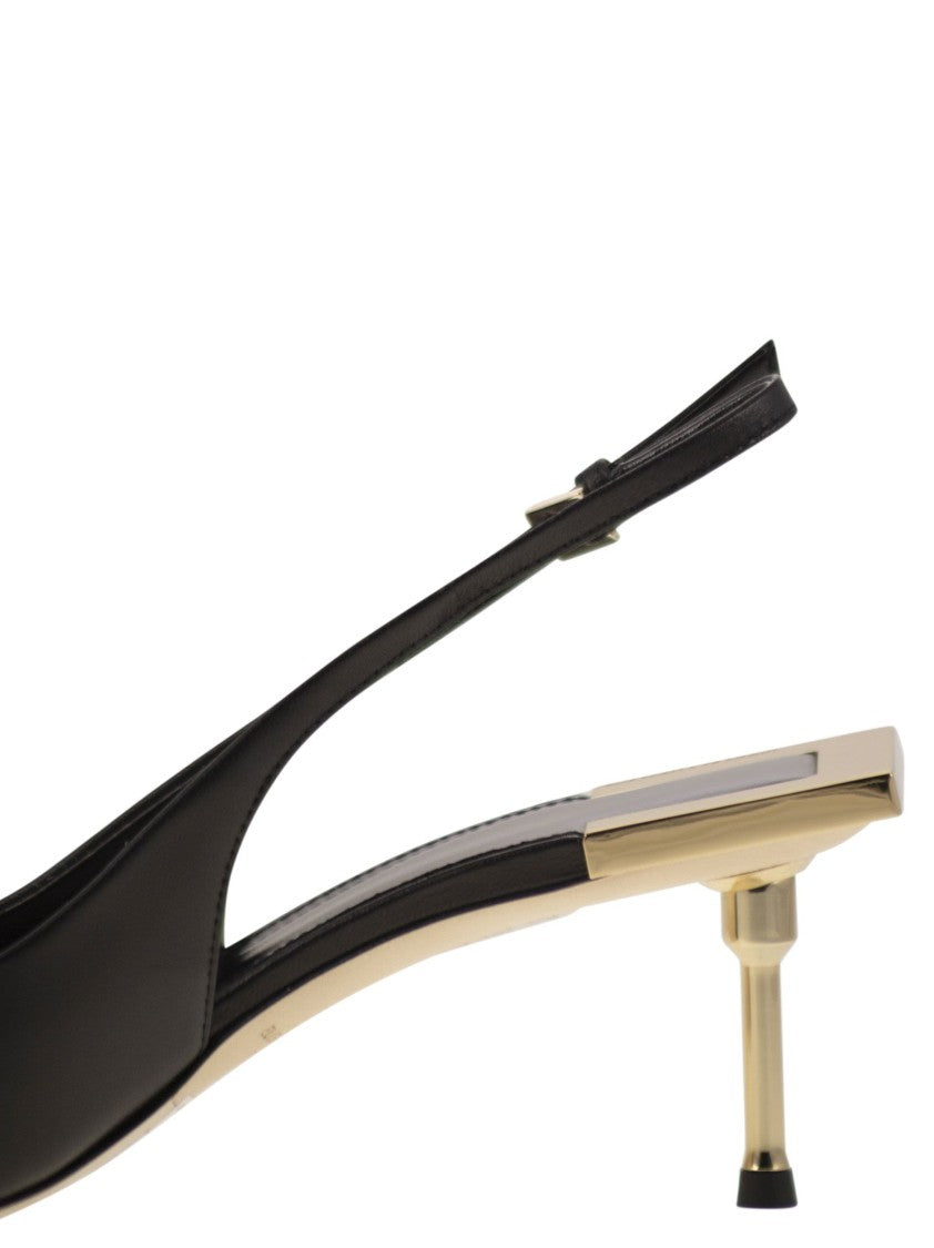 Elisabetta Franchi Nappa Leather Slingback With Satin Bow