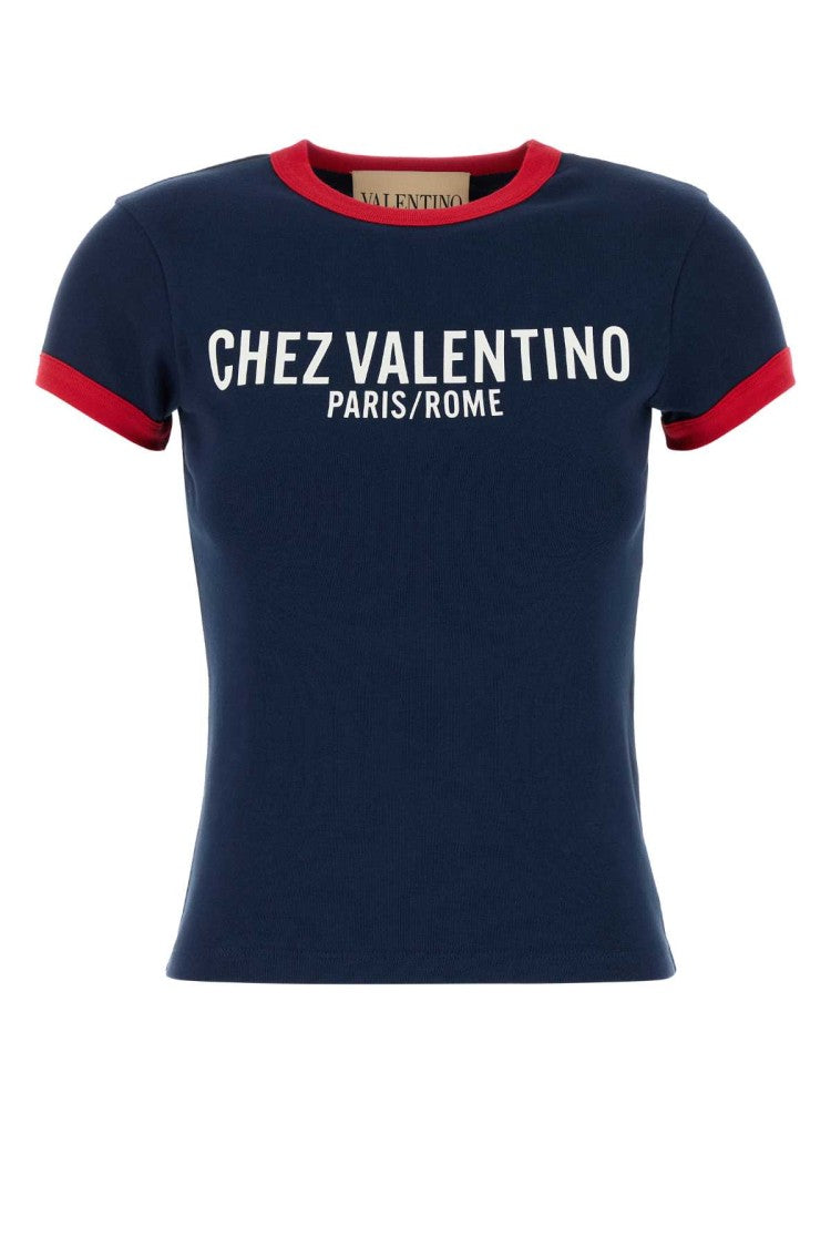 Valentino Garavani Navy Blue Cotton T-Shirt