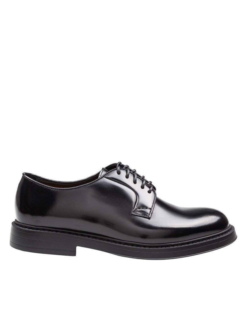 Doucal's Black Leather Derby Horse Shoe