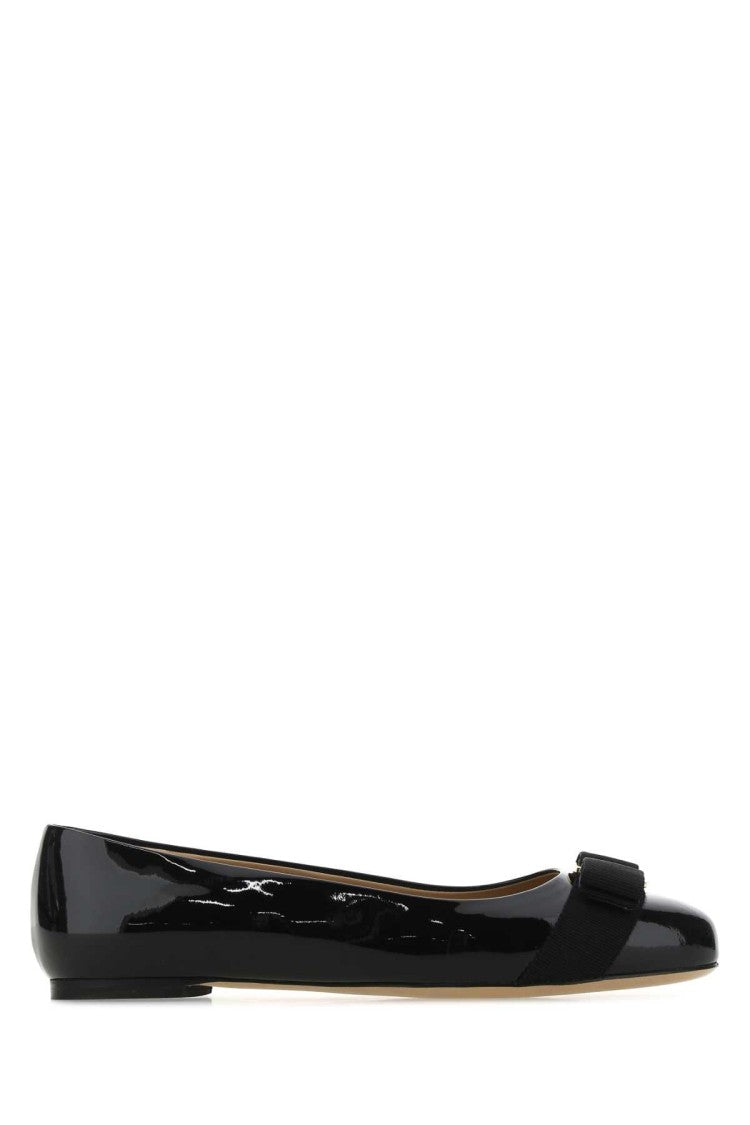 Salvatore Ferragamo Black Leather Varina Ballerinas