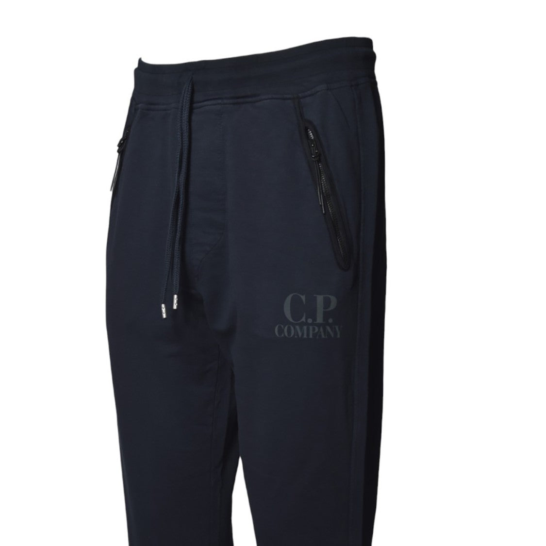 C.P. Company Blue Cotton Fleece Logo Pants
