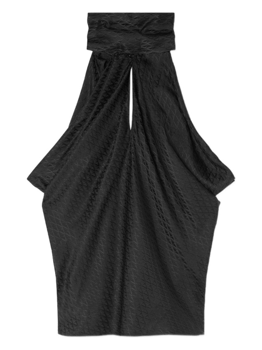 Versace Black High Neck Tie Geometric Top