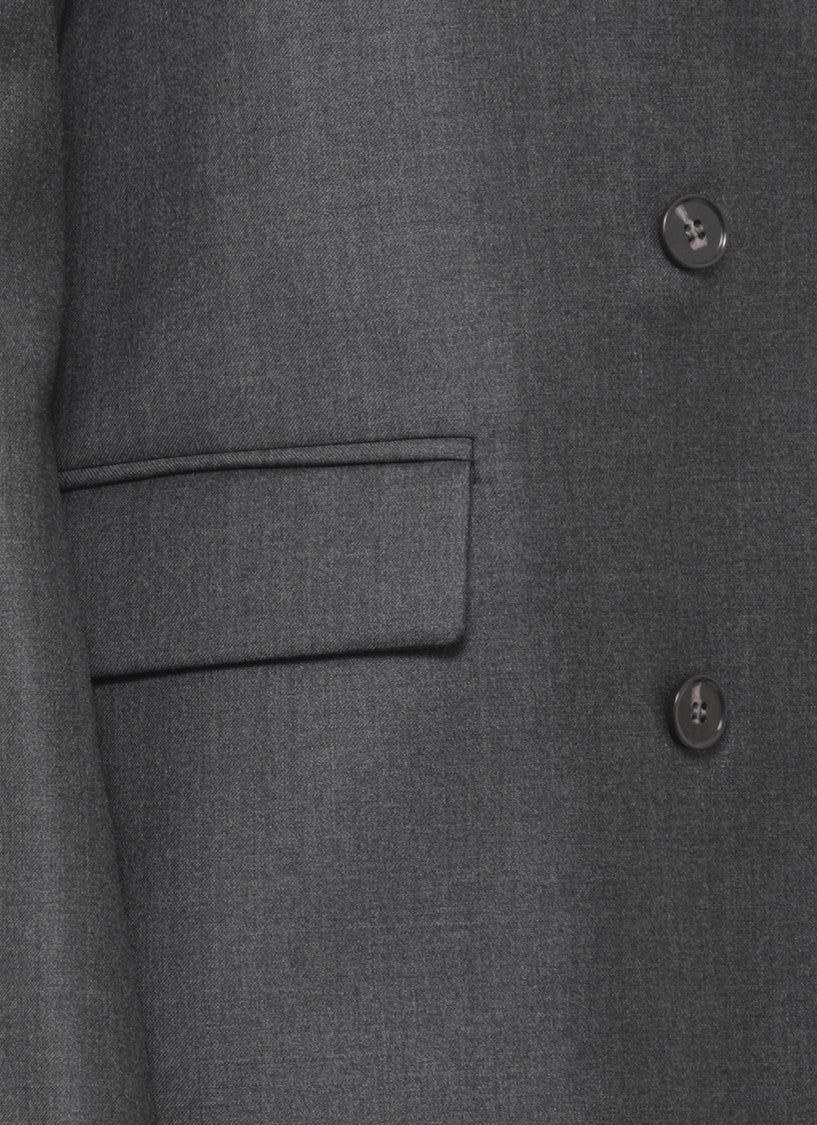 Loulou De Saison Wool Double-Breasted Grey Loulou De Saison Blazer