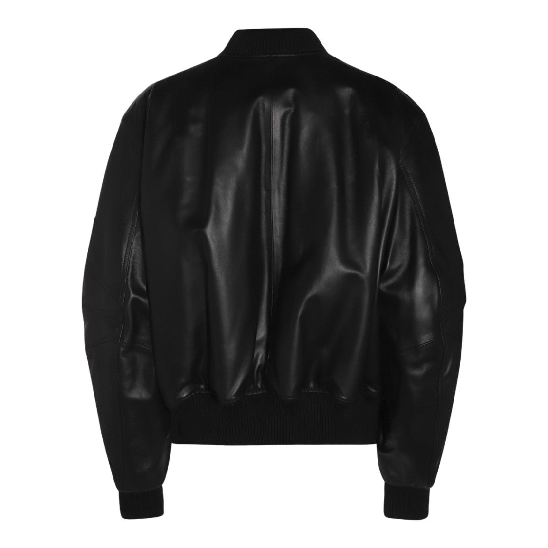The Attico Smooth Black Leather Jacket With Glossy Finish