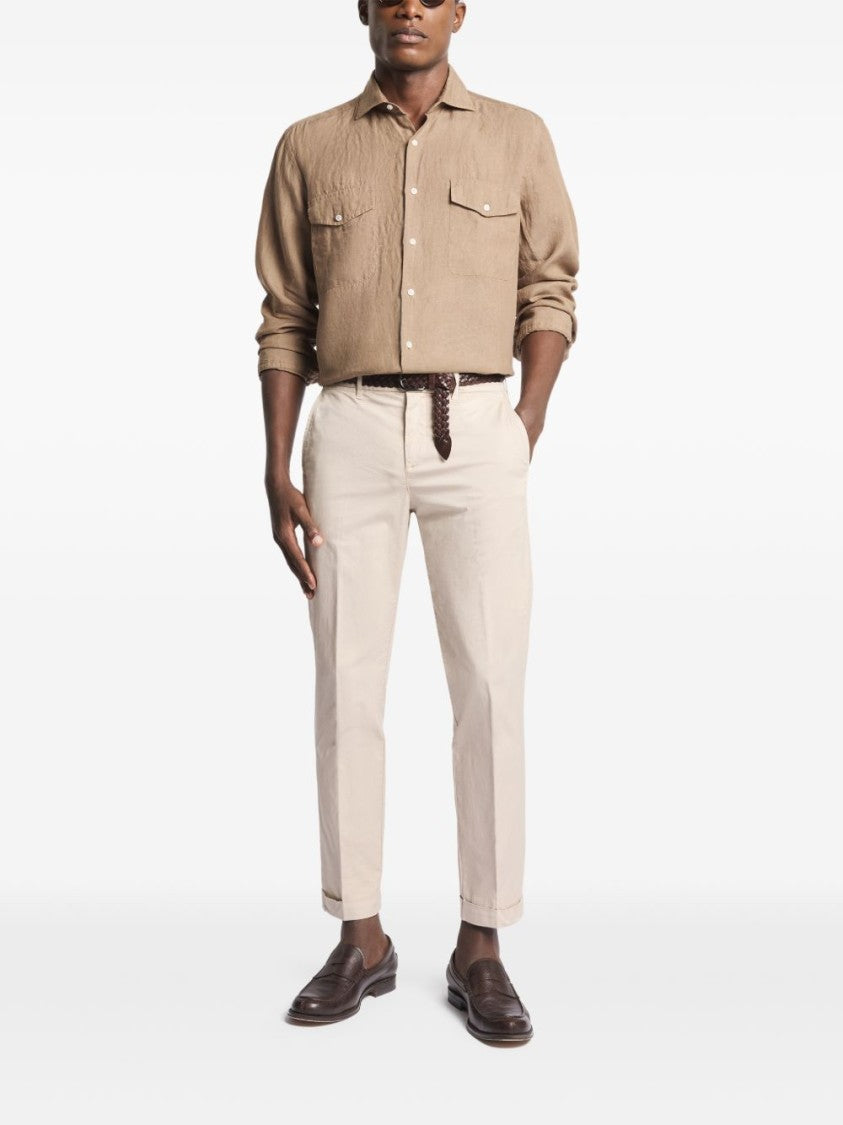 Fay Beige Tailored Rolled Hem Chino Pants