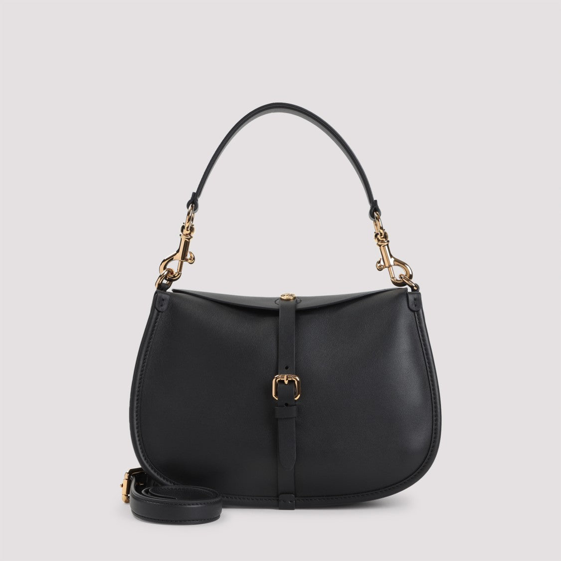 Etro Structured Black Leather Shoulder Bag