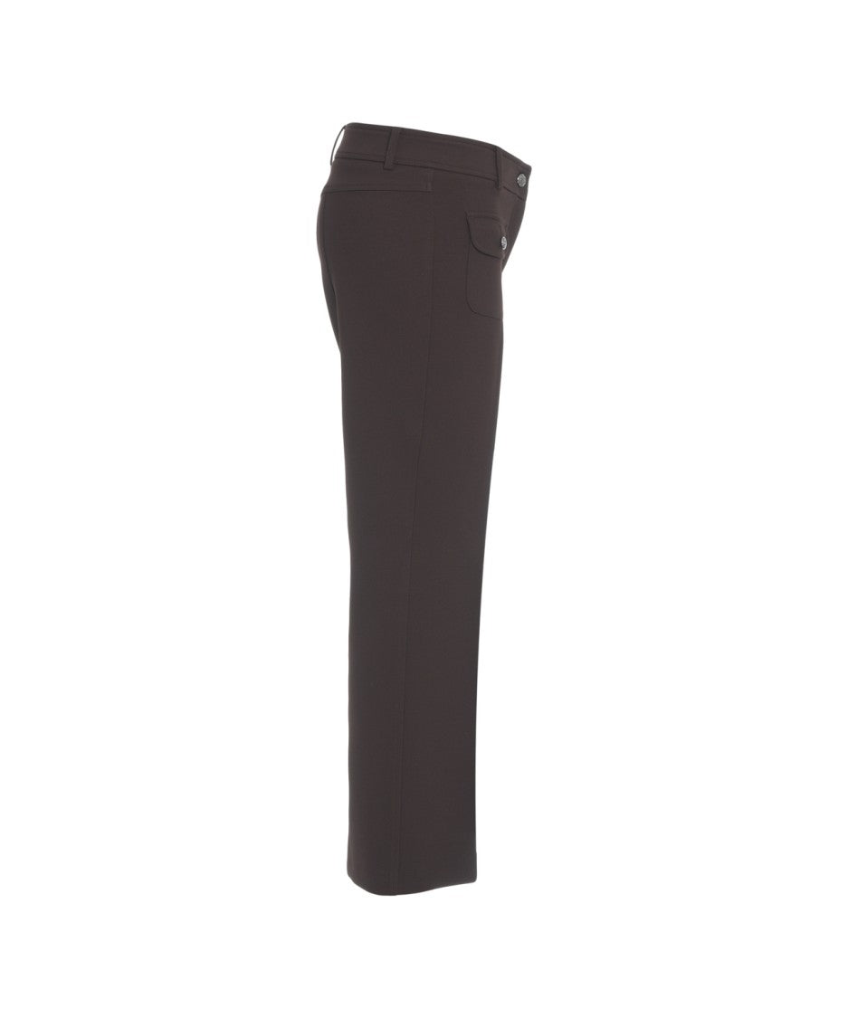 Cambio Elegant Straight-Cut Trousers With Pressed Pleats And Flap Pockets