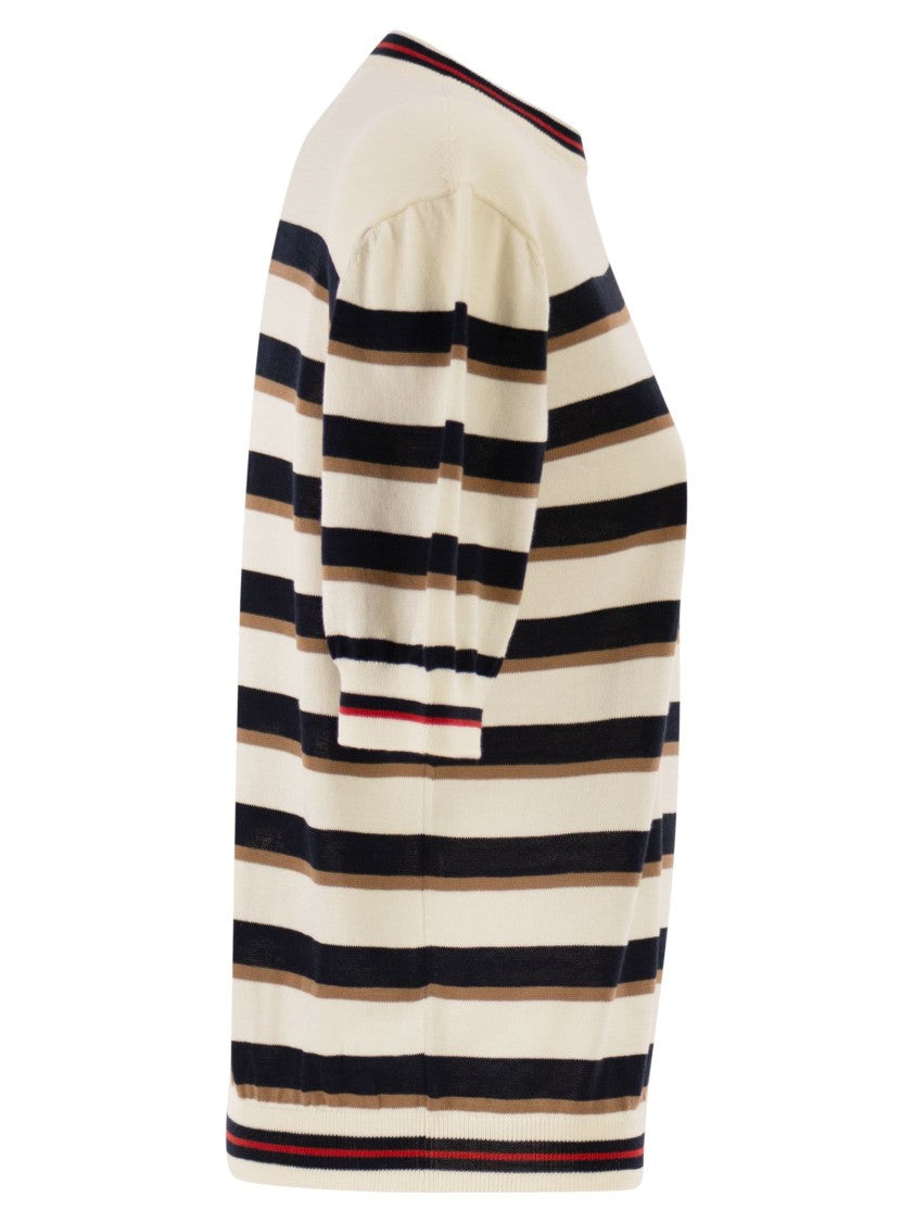 Herno Short-Sleeved Striped Cotton Jumper