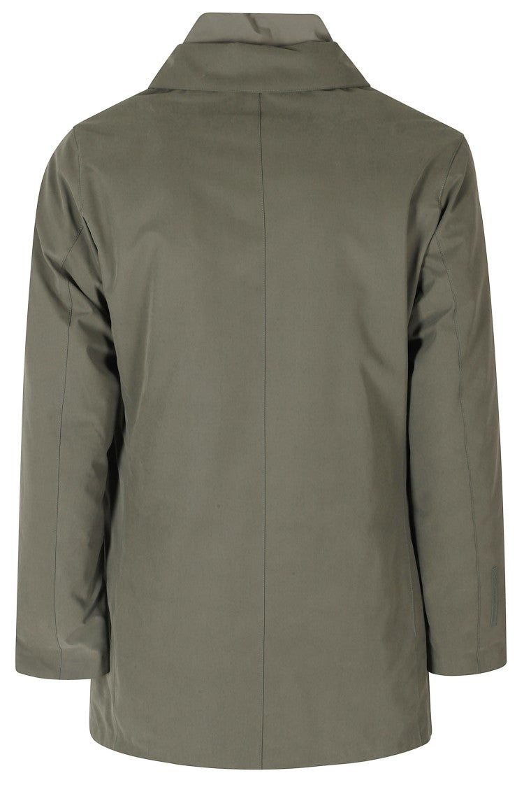 People Of Shibuya Dark Green Coated Microfiber Bib Trench Coat