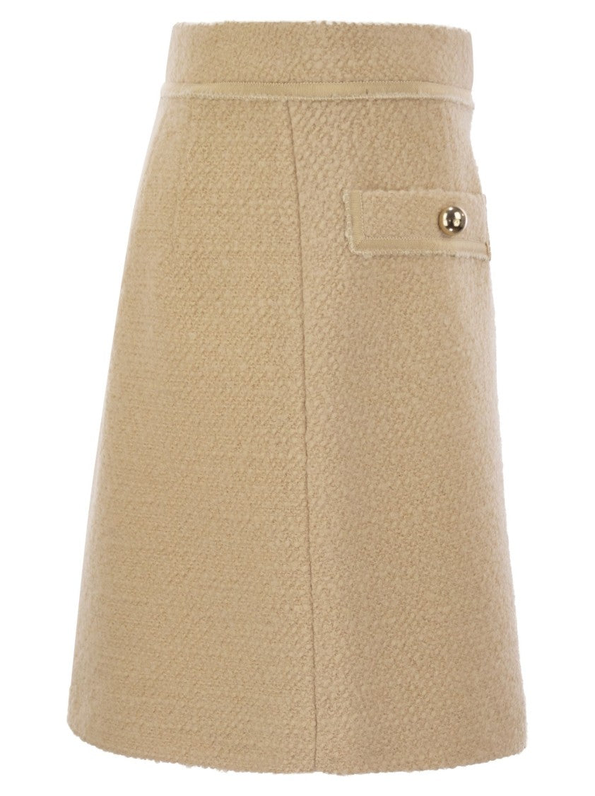 Fay Bouclé Wool Short Skirt With Flap Pockets