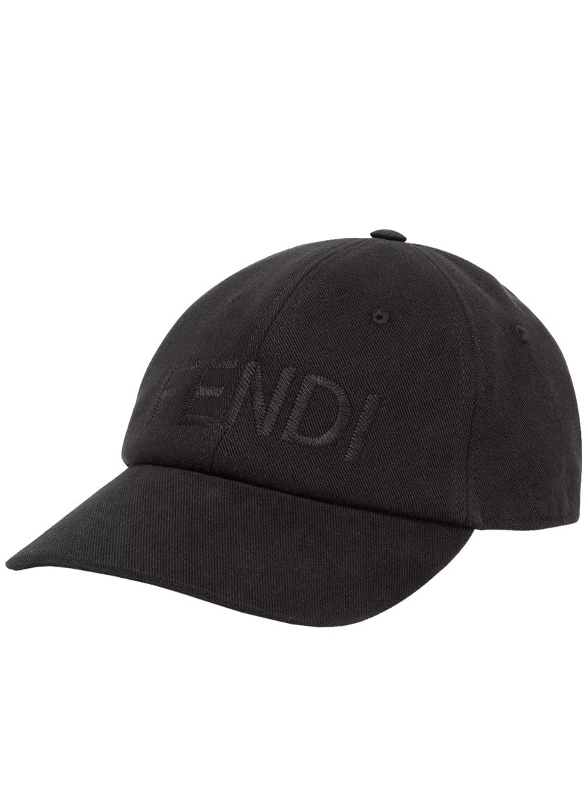 Fendi Cotton Canvas Embroidered Fendi Roma Cap