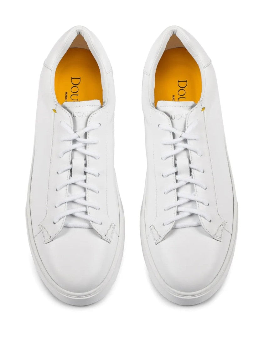 Doucal's White Calf Leather Sneakers