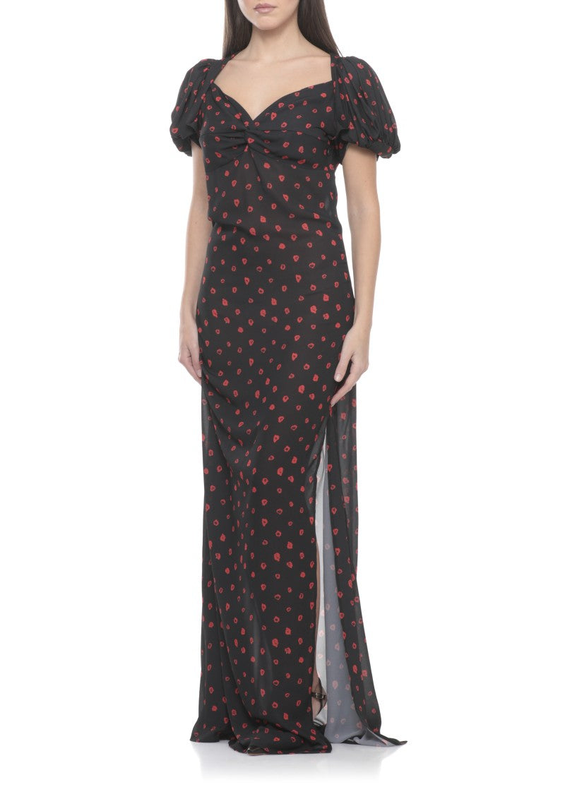 Mar De Margaritas Maxi Floral Dress With V-Neckline And Balloon Sleeves