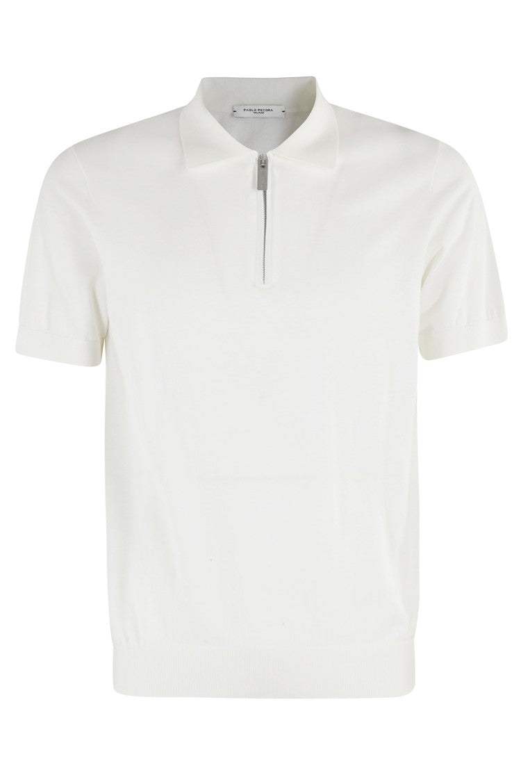 Paolo Pecora Polo Shirt With Zip Collar And Ribbed Trims