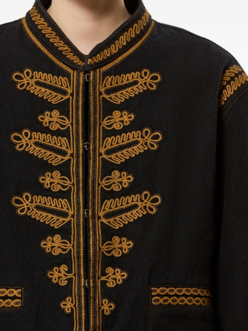 Isabel Marant Étoile Cropped Boxy Coat With Intricate Golden Embroidery