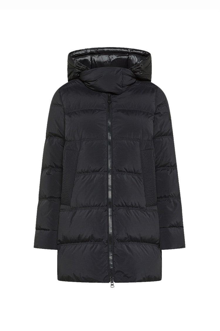 Peuterey Black Hooded Mid-Length Down Puffer Jacket