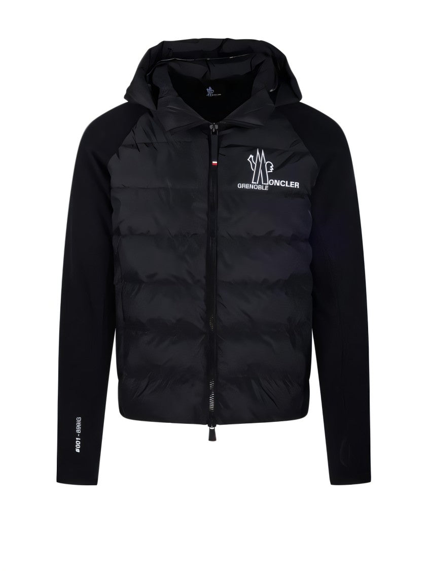 Moncler Quilted Padded Jacket With High Collar And Logo Detail