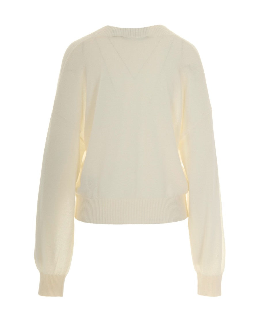 Rotate Ivory V-Neck Sweater