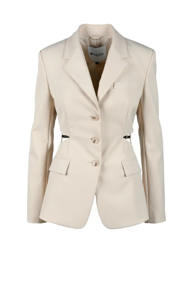 Krizia Beige Tailored Jacket With Structured Shoulders