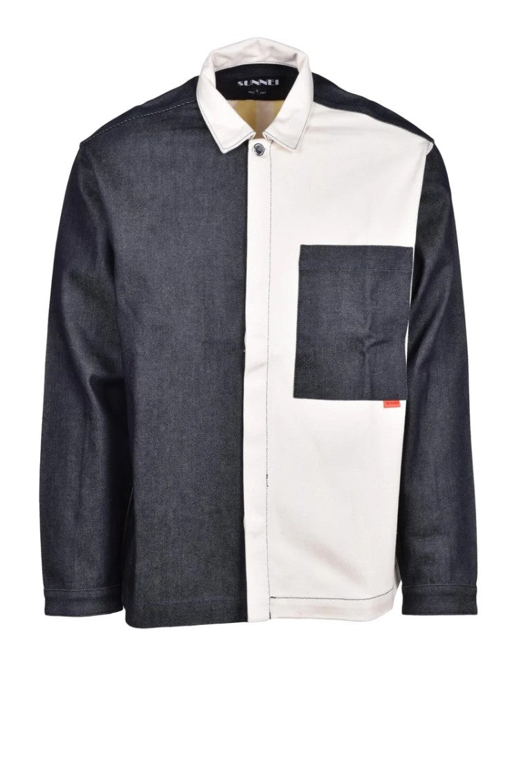 Sunnei Striped Shirt Blue/White - Cotton