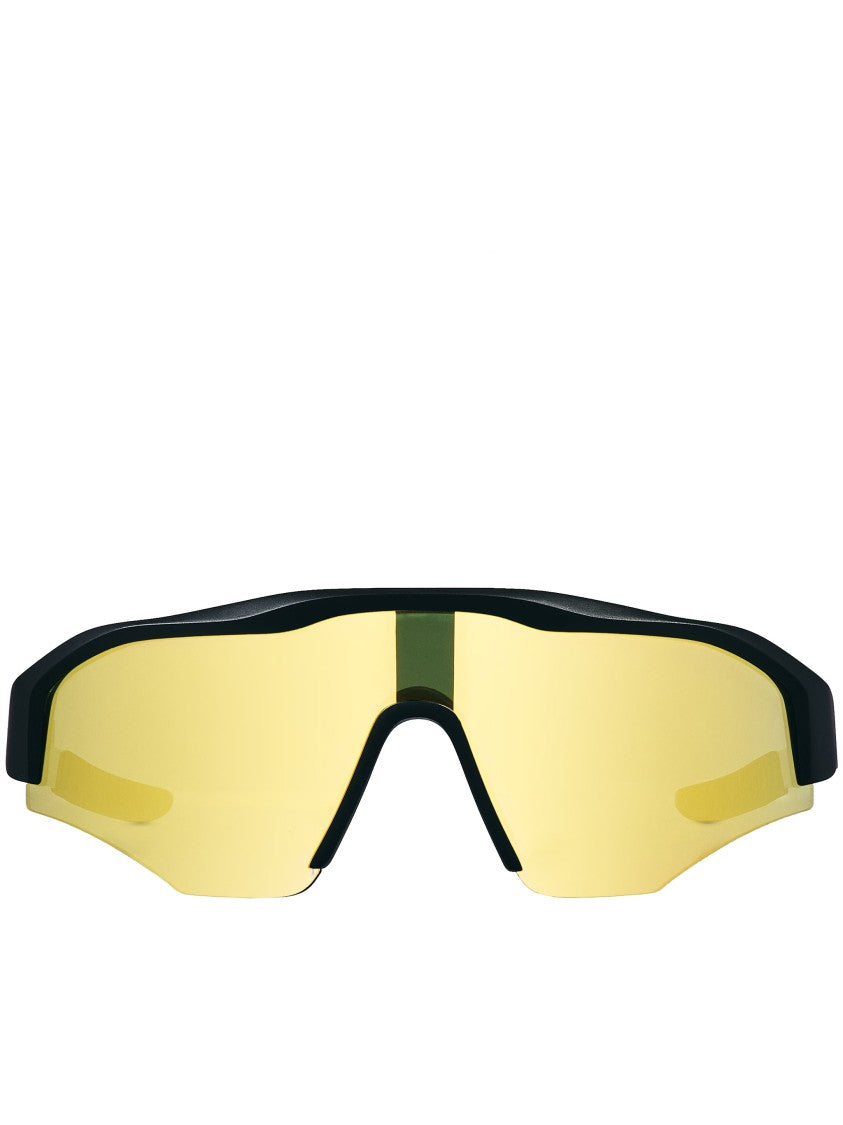 Gucci Black Futuristic Shield-Style Bold Logo Sunglasses