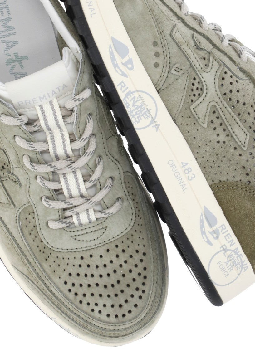 Premiata Green Nous 8290 Perforated Sneakers