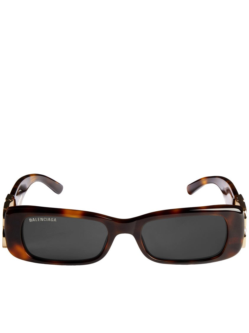 Balenciaga Tortoiseshell Dynasty Rectangle Logo Sunglasses
