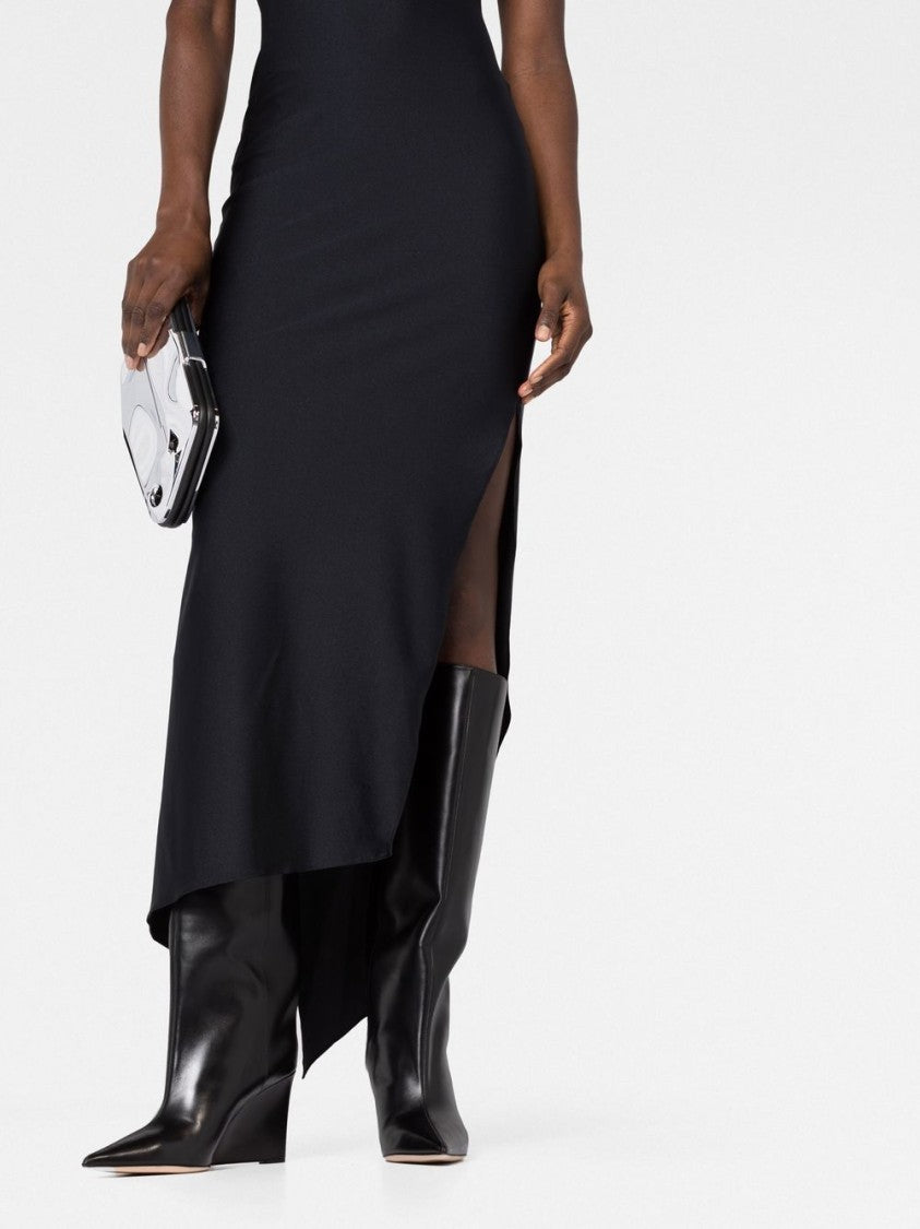 Coperni Black High Neck Floral Cut-Out Dress