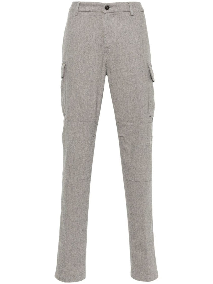 Eleventy Beige Wool And Cashmere Cargo Trousers