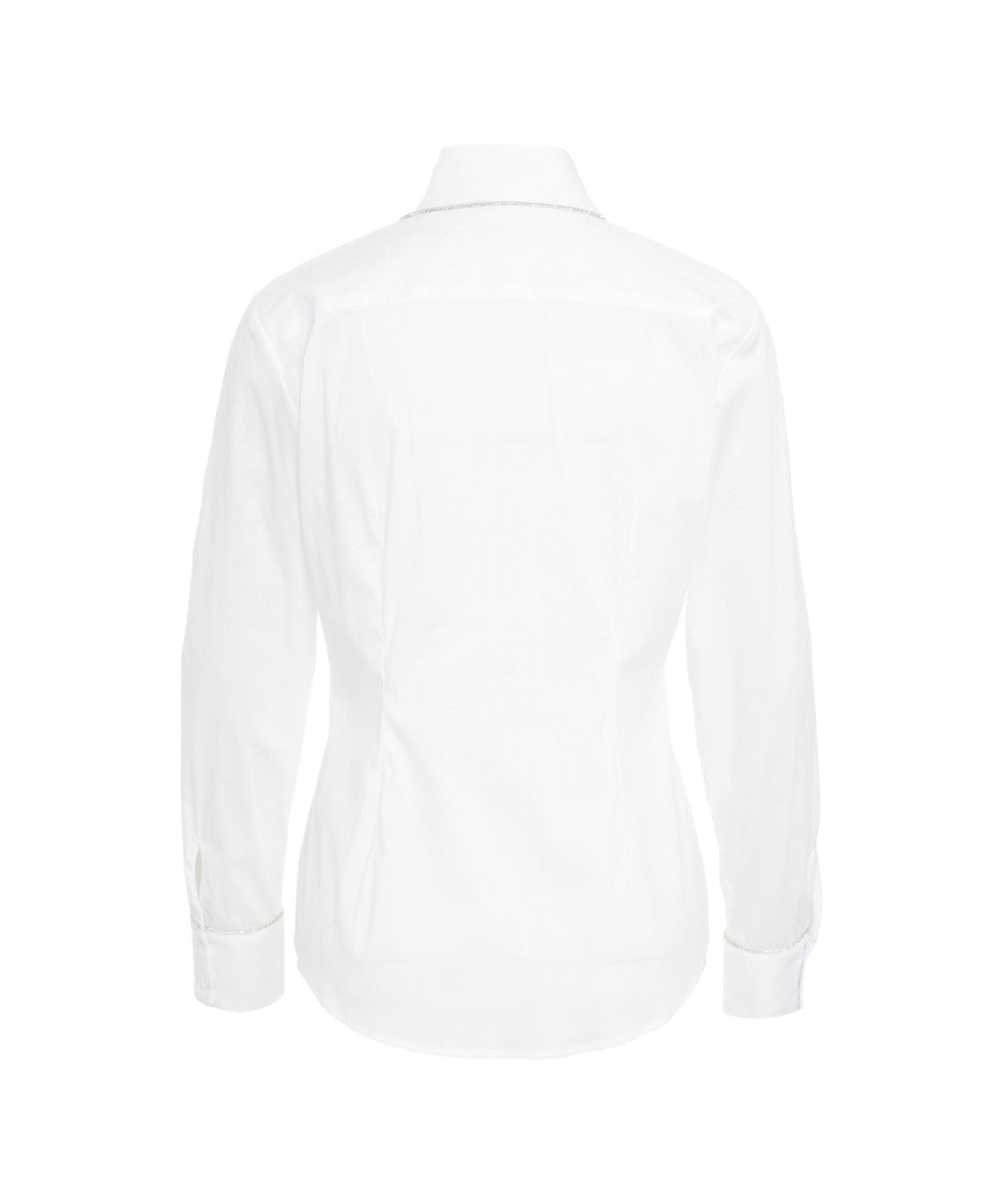 Himon's Crystal-Embellished Classic White Blouse
