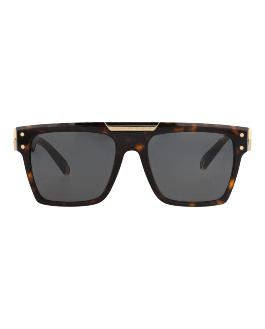 Philipp Plein Square-Frame Titanium Sunglasses With Honeycomb Detailing