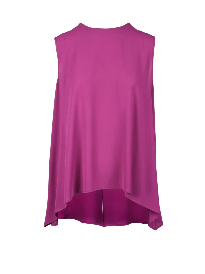 Maesta Purple High-Low Hemline Polyester Fluid Blouse