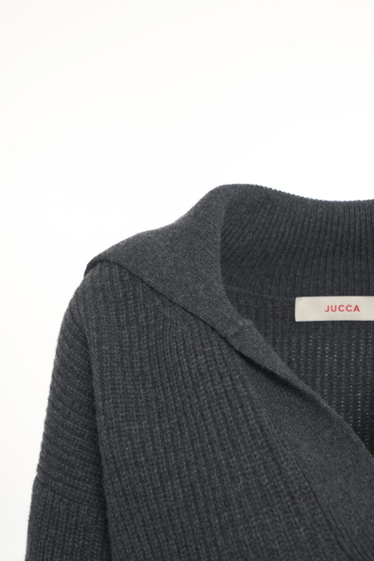 Jucca Ribbed Knit Sweater With Wide Polo Collar