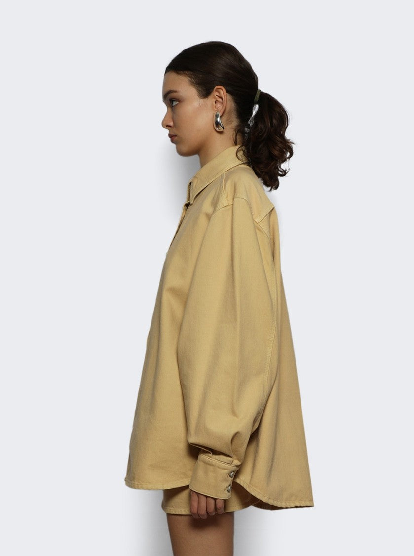 Magda Butrym Long Sleeve Denim Shirt Beige