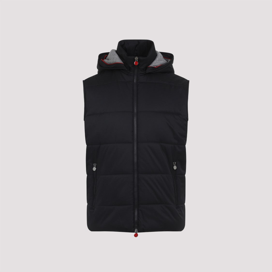 Kiton Hooded Quilted Jacket With Material Blend