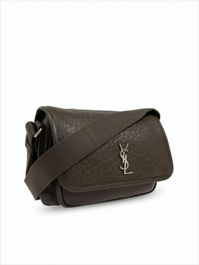 Saint Laurent Textured Lambskin Crossbody Bag With Metallic Logo Emblem