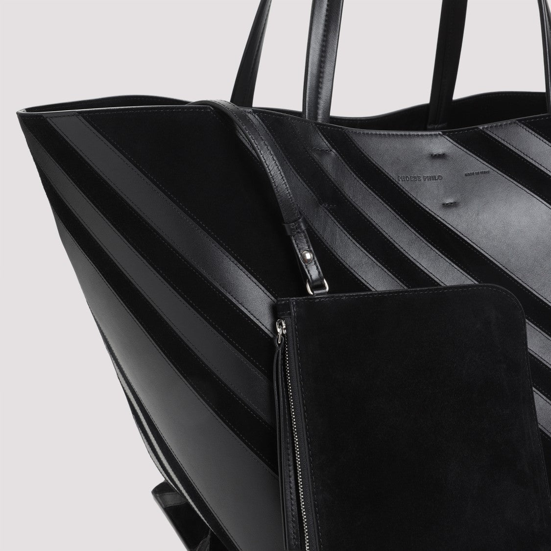 Phoebe Philo Trapezoidal Black Calf Leather Shoulder Bag