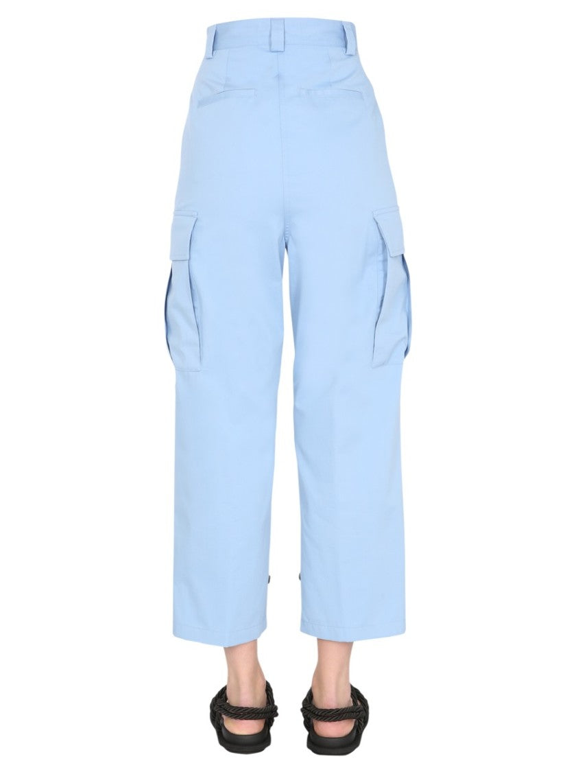 Msgm Cropped Cargo Pants With Buttoned Hem