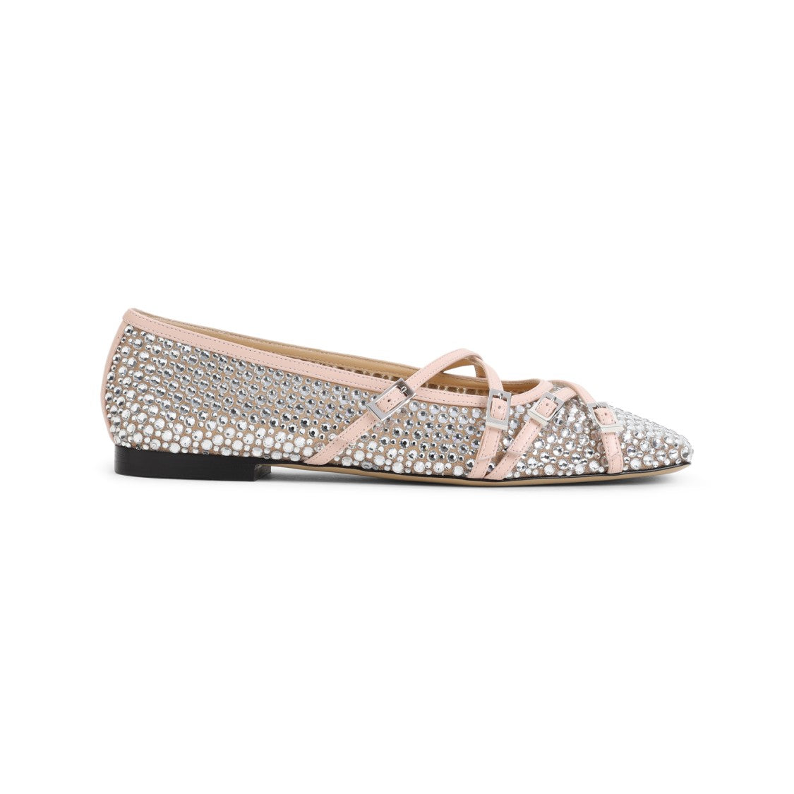 Mach & Mach Pointed Toe Flats With Crystal Embellishments