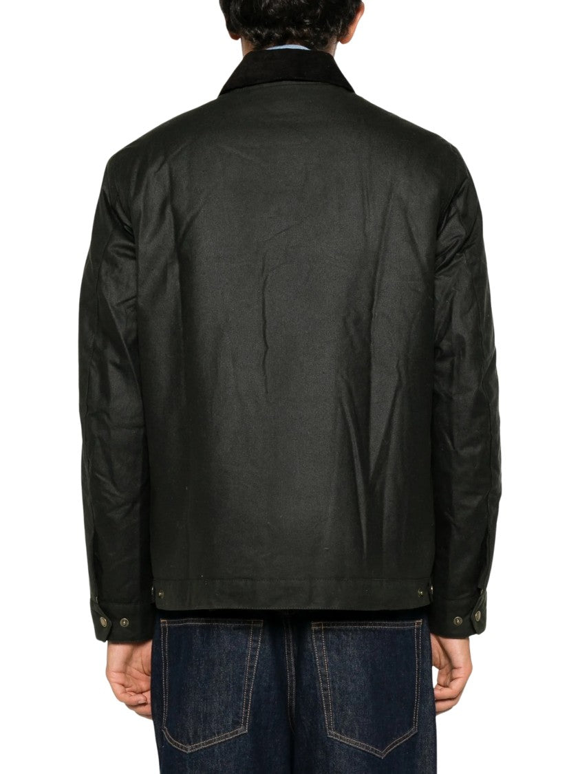 Barbour Padded Jacket With Contrasting Corduroy Collar And Logo Patch