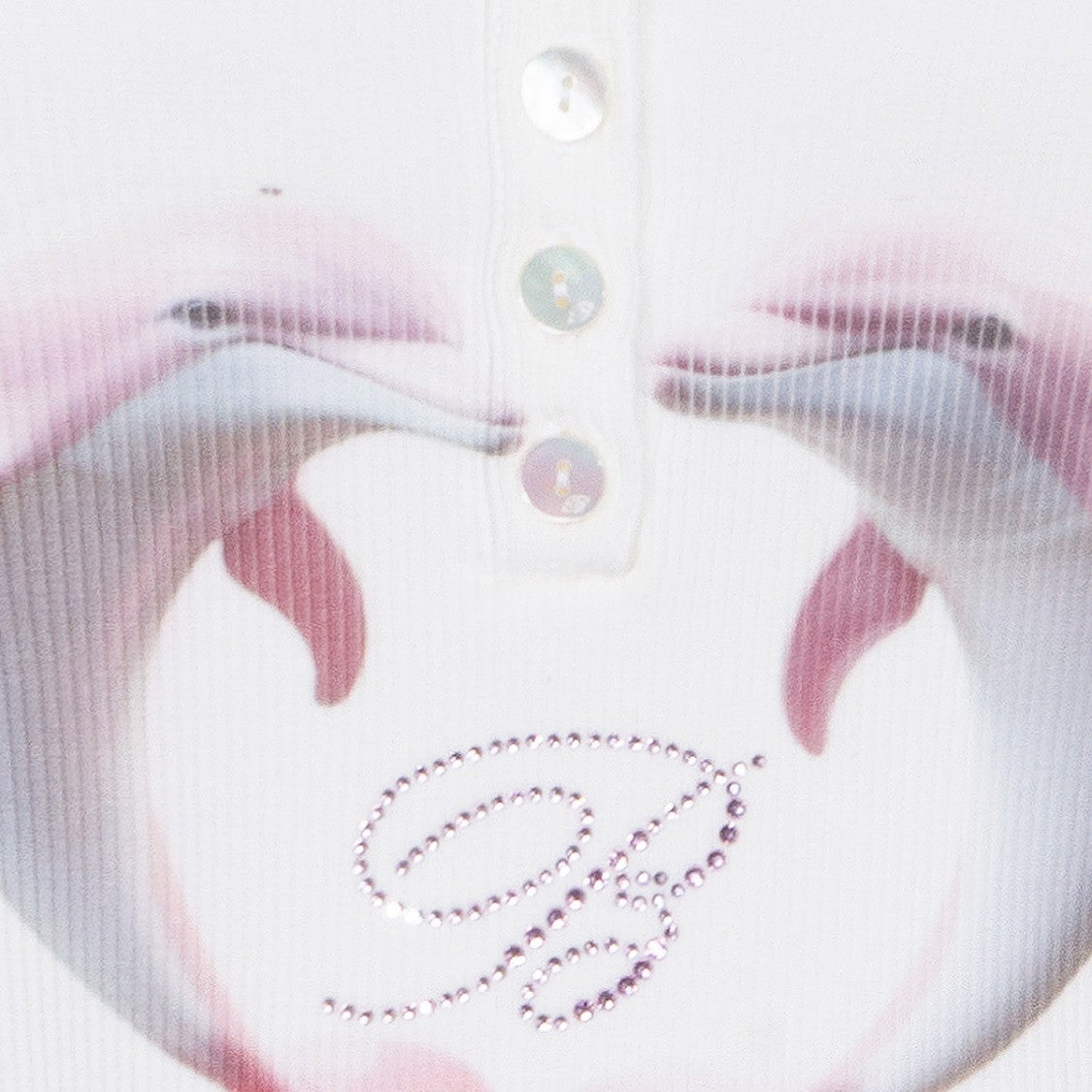 Blumarine White Cotton Tank With Dolphin Heart Graphic