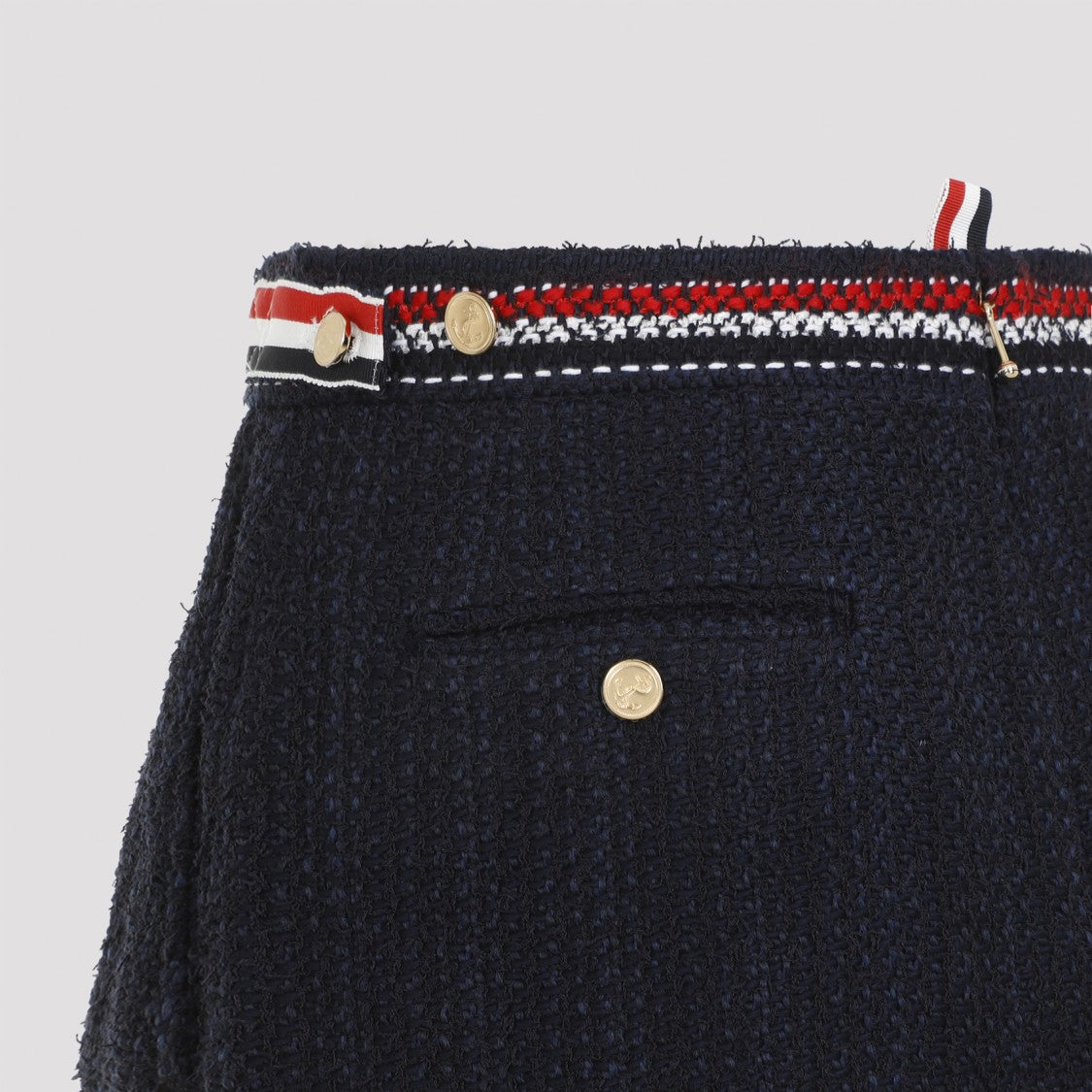 Thom Browne Navy-Blue Cotton Thigh Length Side Tab Skirt