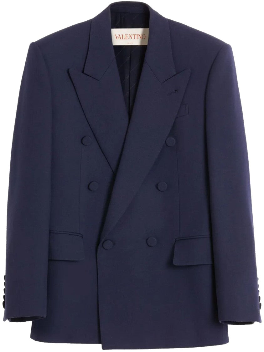 Valentino Tailored Double-Breasted Wool Jacket With Sharp Lapels