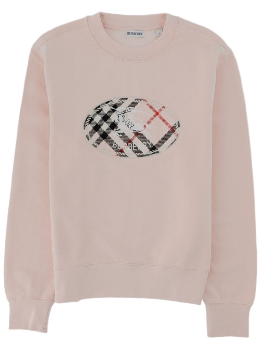 Burberry Caroline Light Pink Check Pattern Cotton Sweatshirt