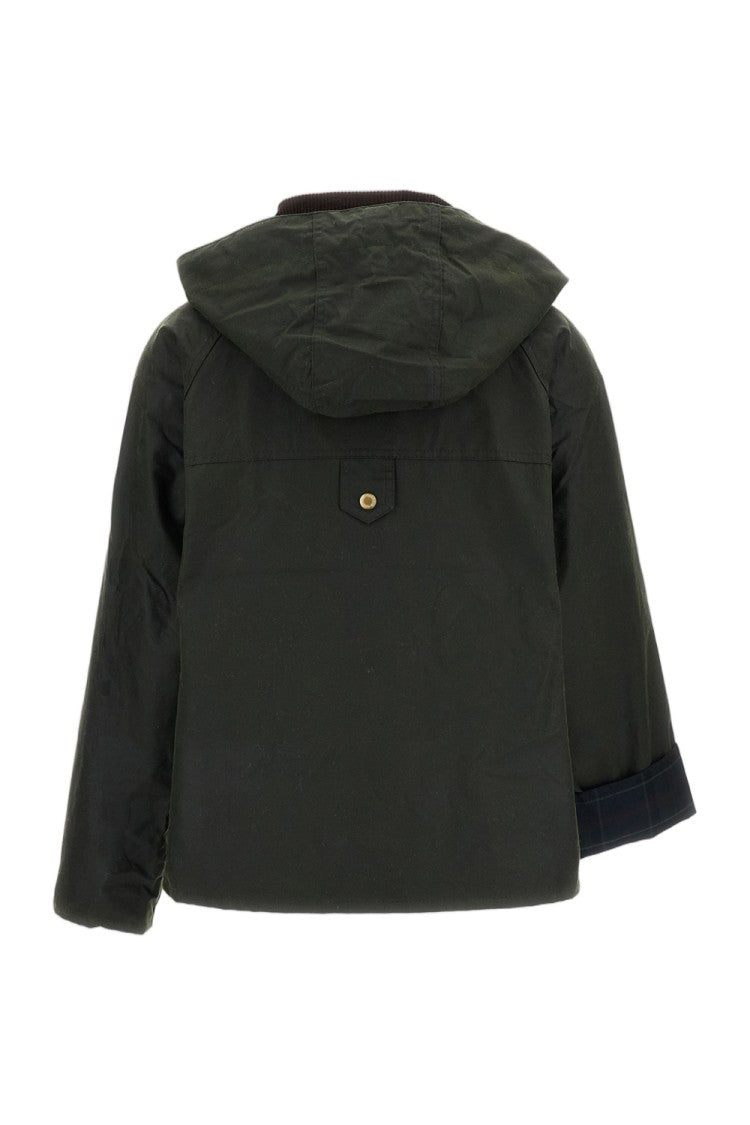 Barbour Green Carville Waxed Cotton Removable Hood Jacket