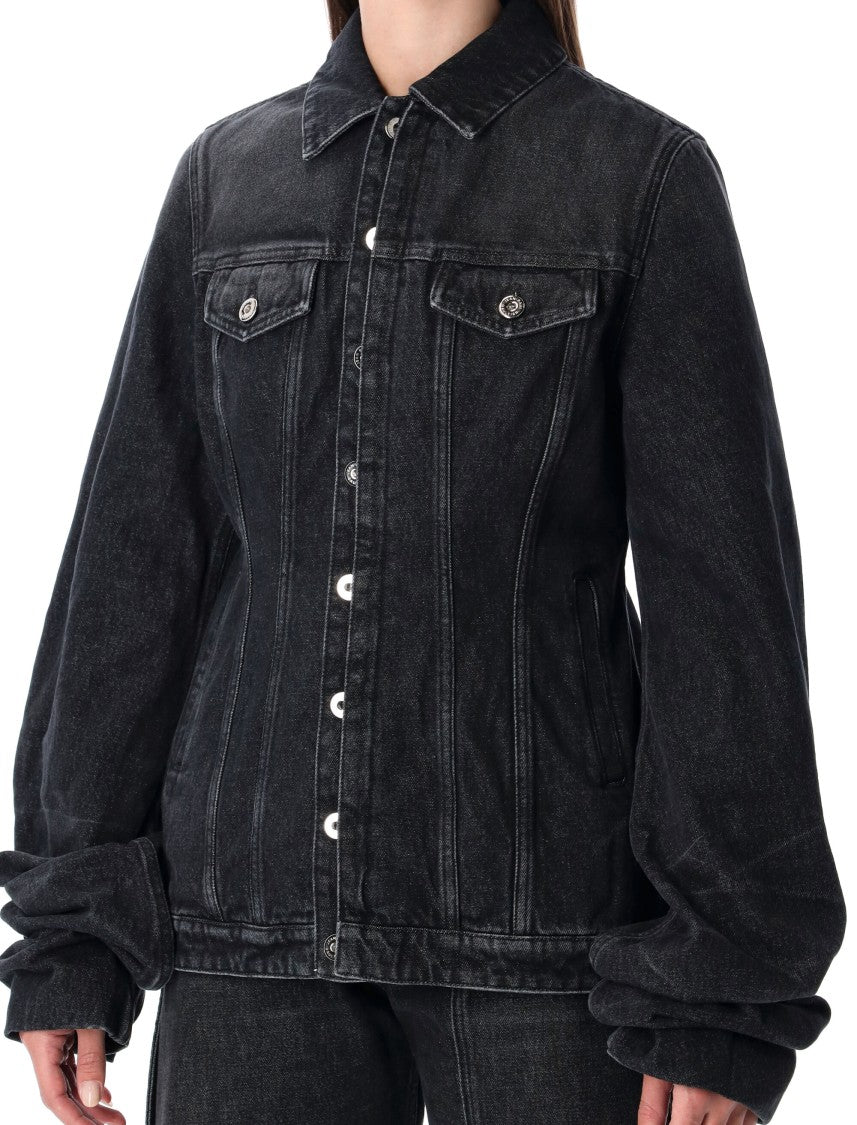 Jean Paul Gaultier Black Oversized-Sleeve Denim Jacket