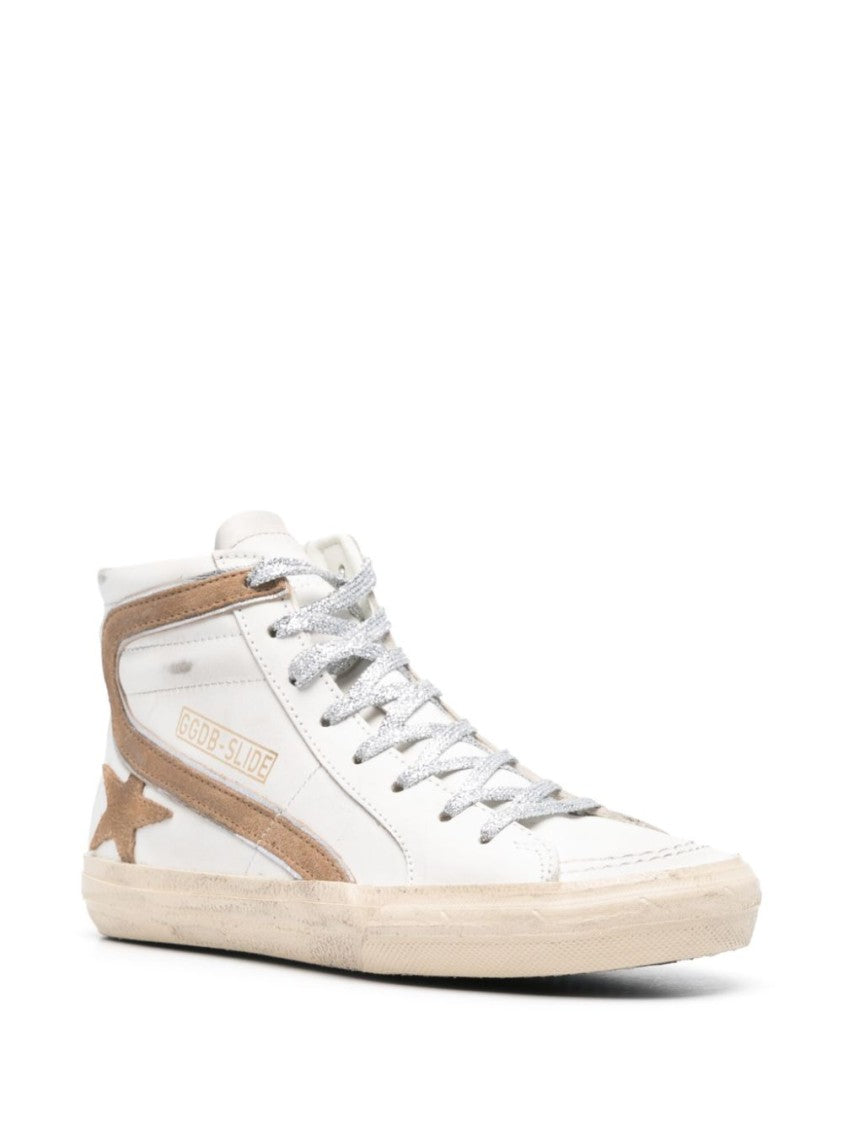 Golden Goose White Silver Star Patch Distressed Sneakers