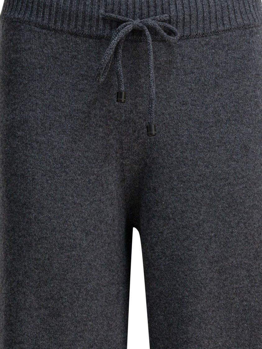 Drumohr Wide-Leg Cashmere Trousers With Ribbed Waistband