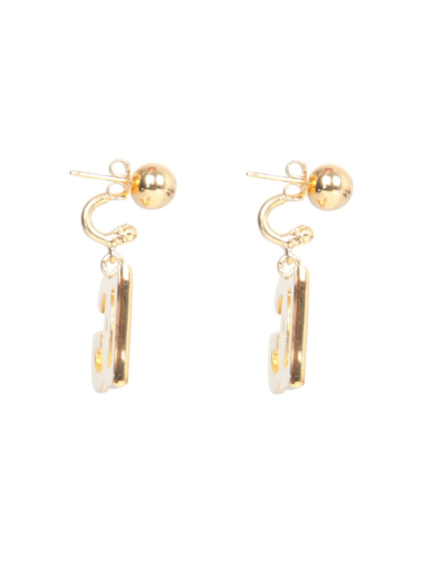Dolce & Gabbana Gold-Tone Dangling Logo Earrings With Polished Finish